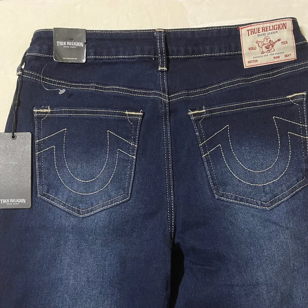 True Religion Sarah High Rise Straight Jeans Dark Mahogany Wood Wash Size 30 New